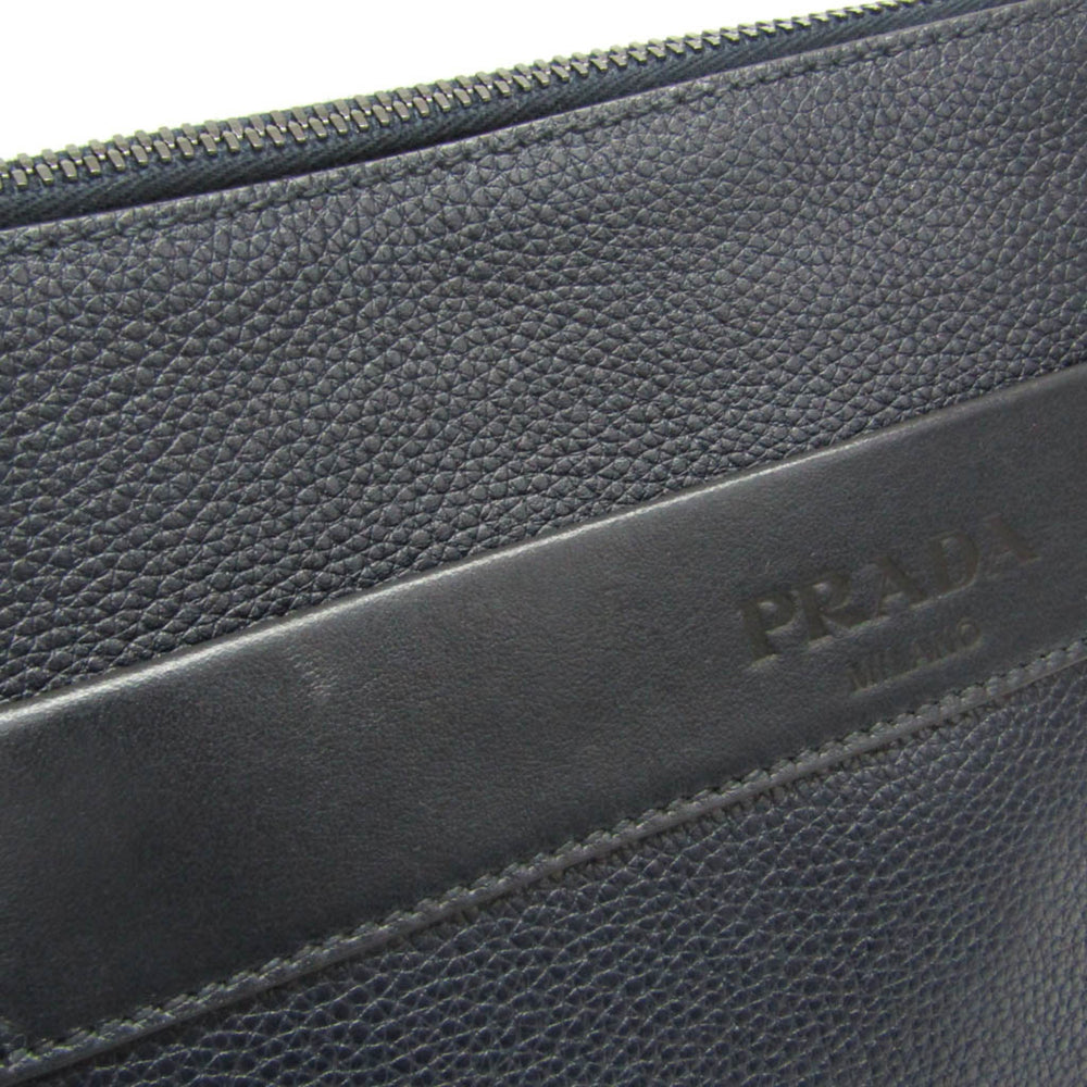 Prada 2VH047 Men's Leather Messenger Bag,Shoulder Bag Black,Dark Navy — Like New