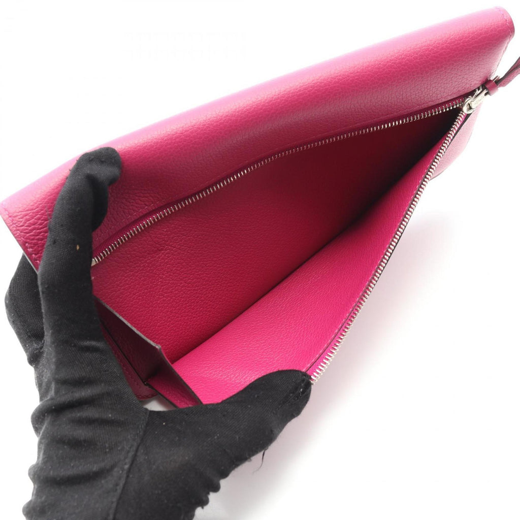 Hermes Hermès Dogon Long Bifold Wallet, Leather, Evercolor, Women's, Pink