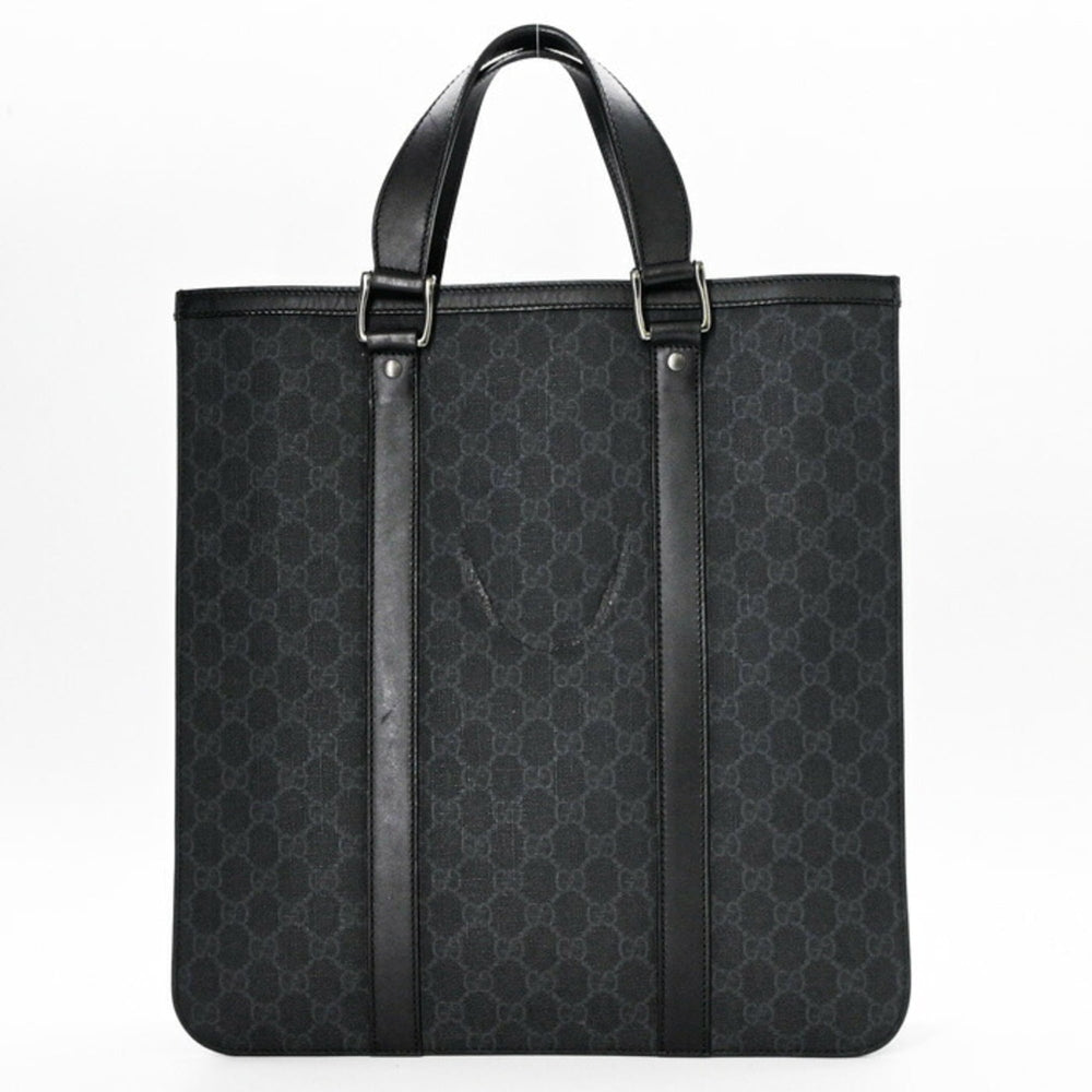 GUCCI GG Supreme Plus Tote Bag Leather Dark Gray Black 322072 — Like New