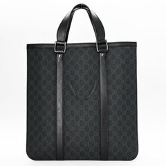 GUCCI GG Supreme Plus Tote Bag Leather Dark Gray Black 322072 — Like New