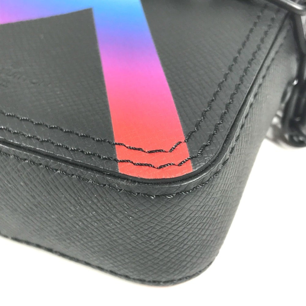 LOUIS VUITTON M30332 Taiga Rainbow Danube Messenger Pochette Shoulder Bag in Leather, Unisex, Black, Like New — Like New