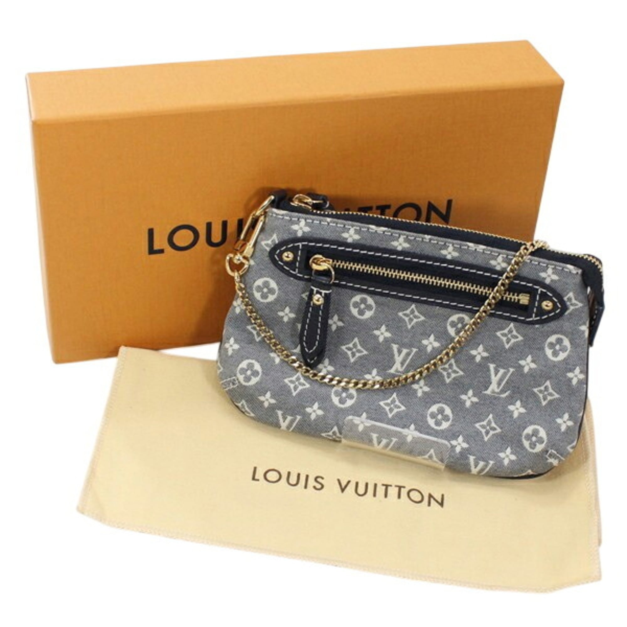 LOUIS VUITTON Mini Pochette Accessoires Monogram Idylle Canvas Navy Pouch Handbag M62998 KM3351 — Like New