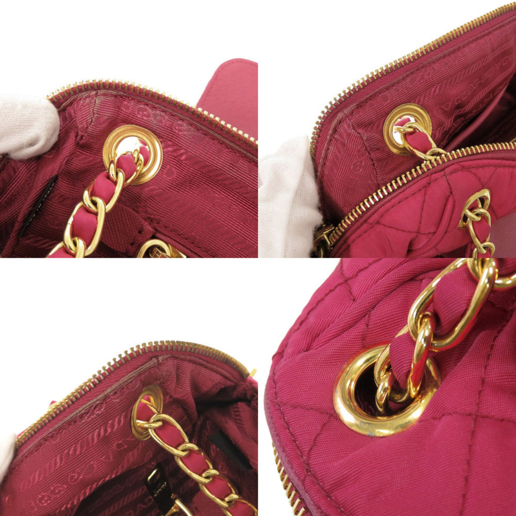 Excellent condition Prada quilted nylon pink chain shoulder bag 1592PRADA