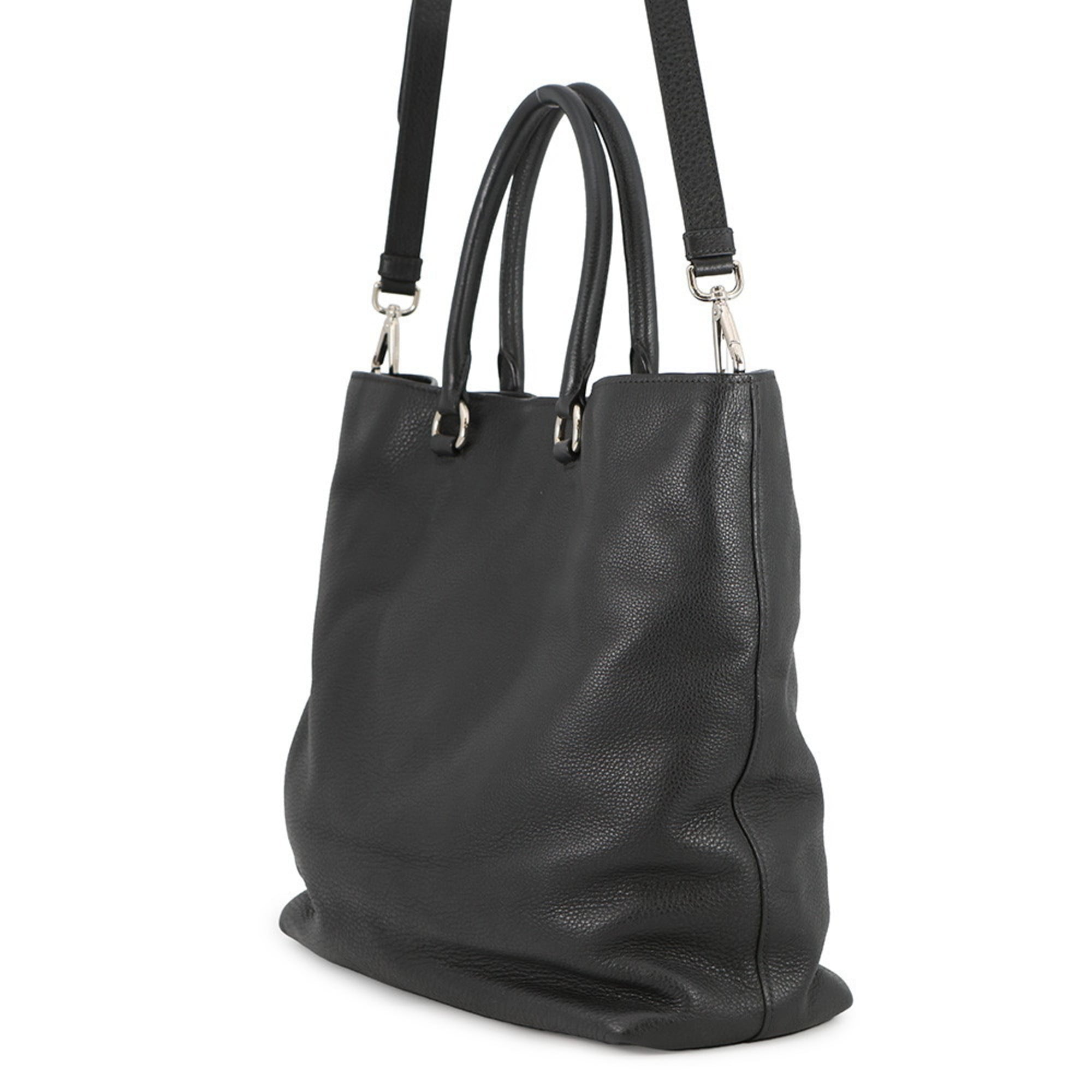 Prada Vitello Dino Leather Tote Bag 1BG006 PRADA Black 2-Way