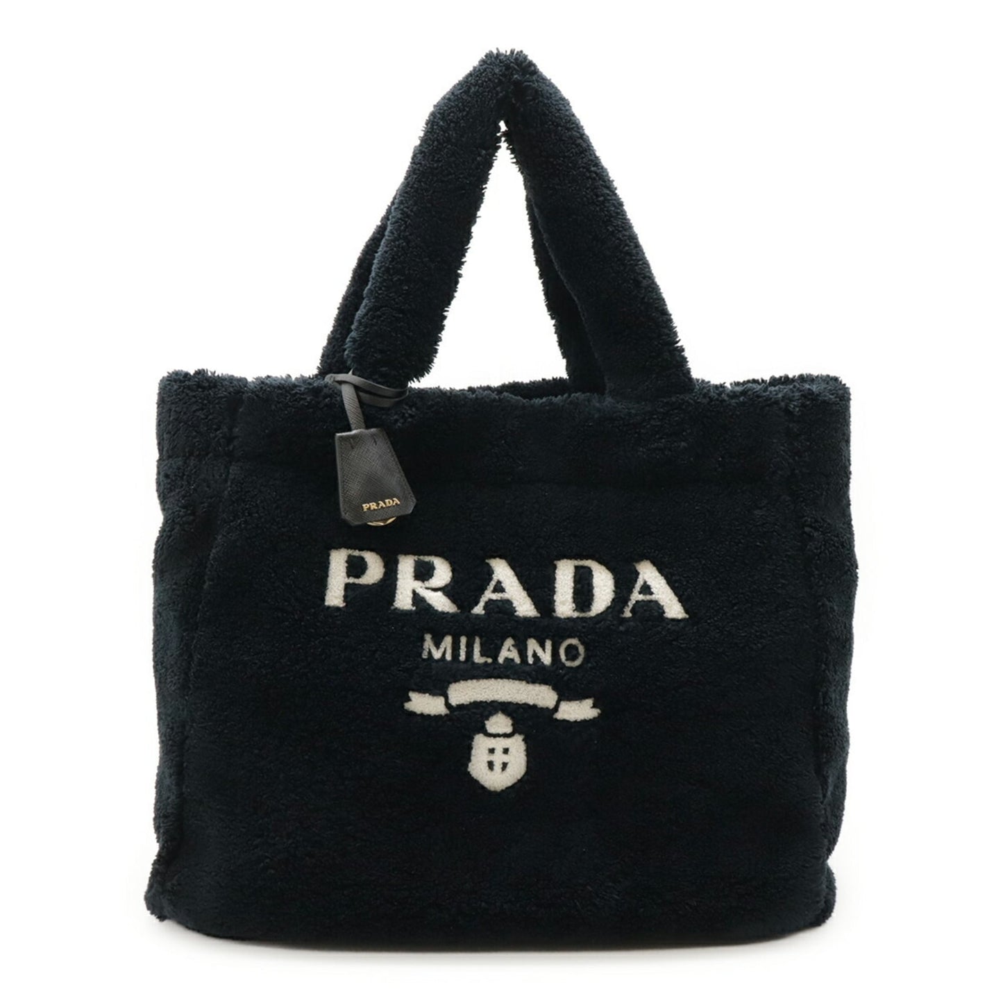 PRADA SPUGNA Terry Tote/Shoulder Bag, Triangle Fabric, NERO, Black, 1BG130
