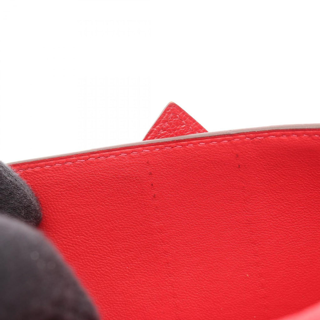 Hermes Hermès Bearn Soufflet bifold long wallet, leather, Chevre, women's, pink and red, Rouge Casac