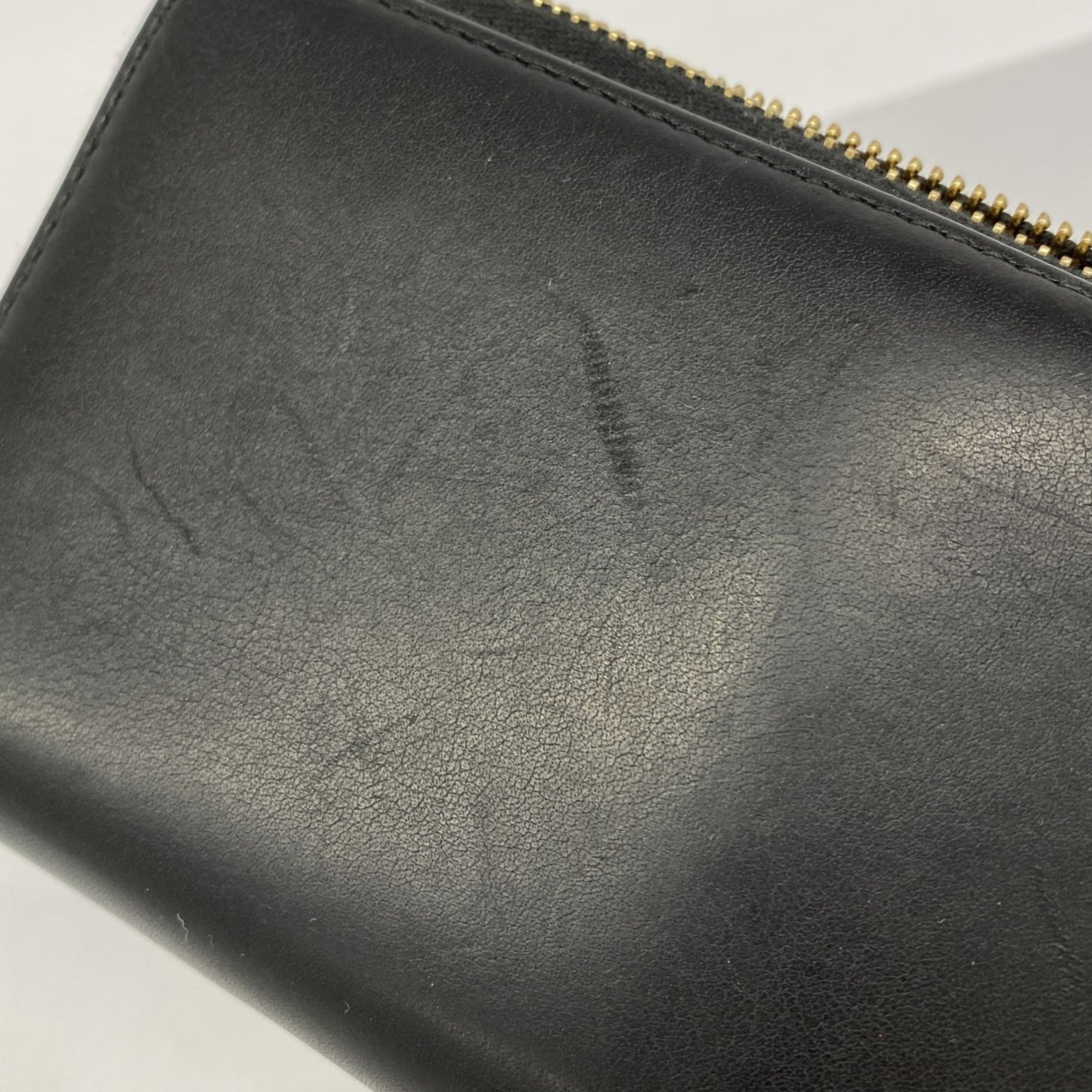 Gucci Bamboo Long Wallet 453158 Leather Black Women's