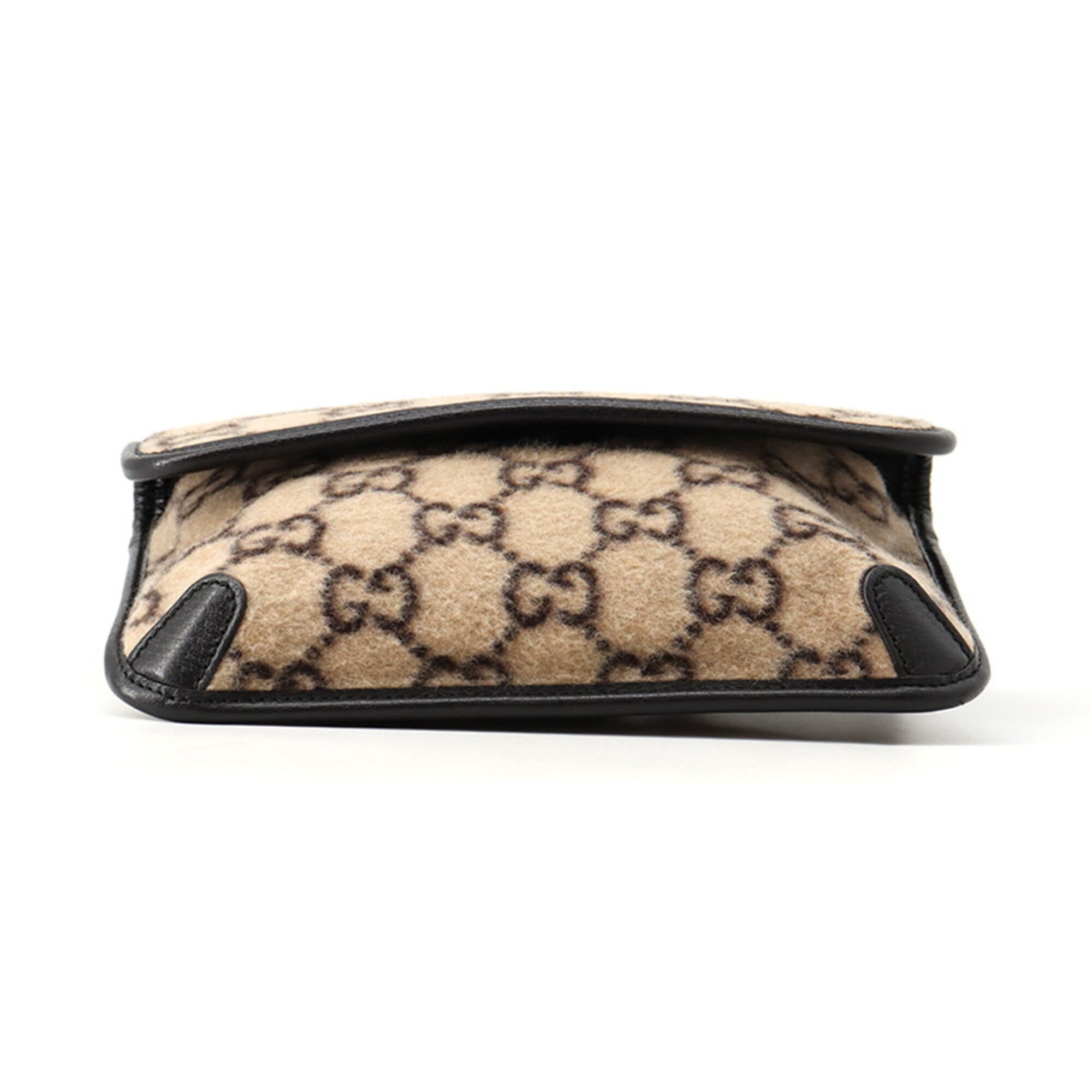 Gucci Body Bag GG Wool Leather 598181 GUCCI Black Handbag Women's — Like New