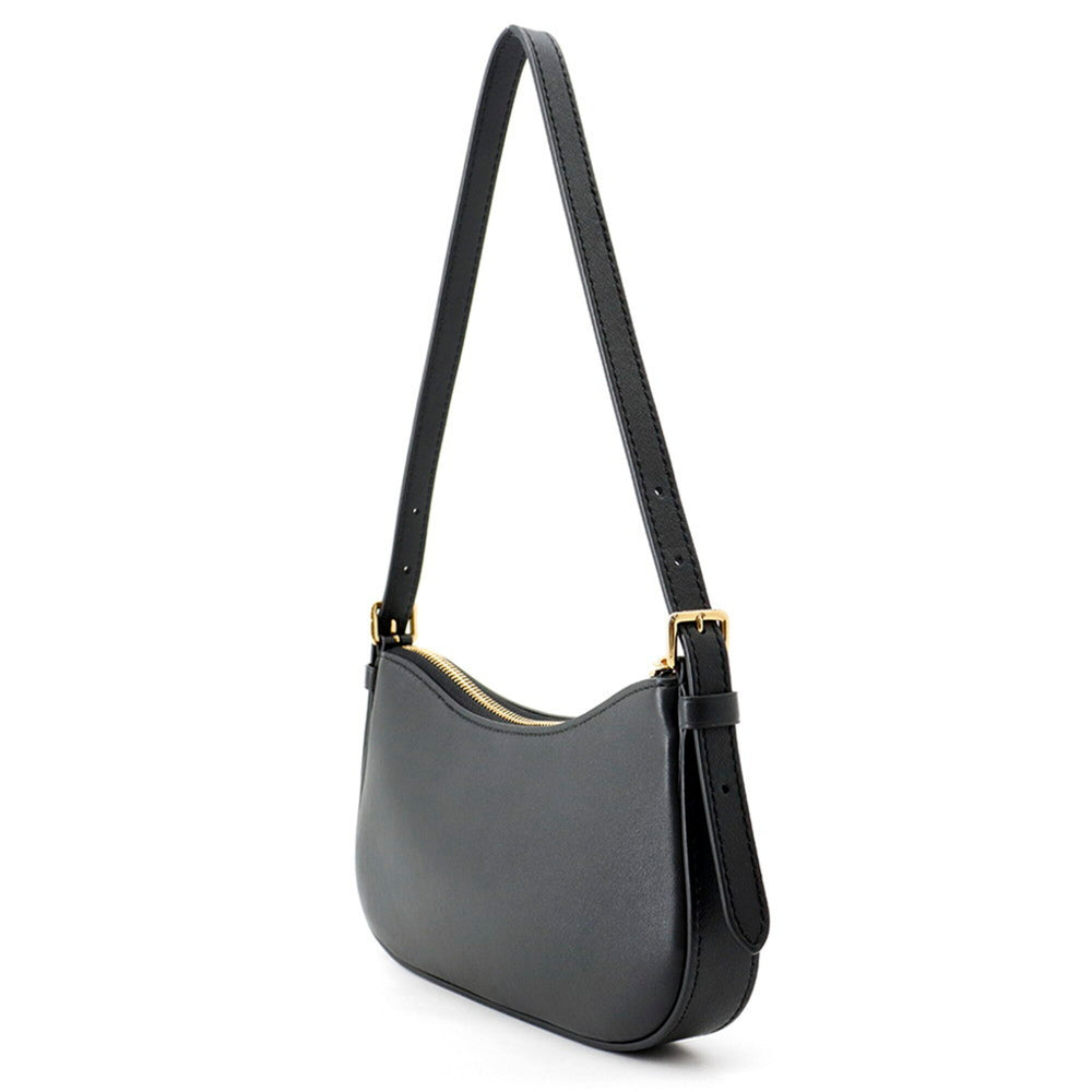 Louis Vuitton shoulder bag, calfskin leather, pochette LV Bloom M29456, black, leather handbag, women's, LOUIS VUITTON — Like New