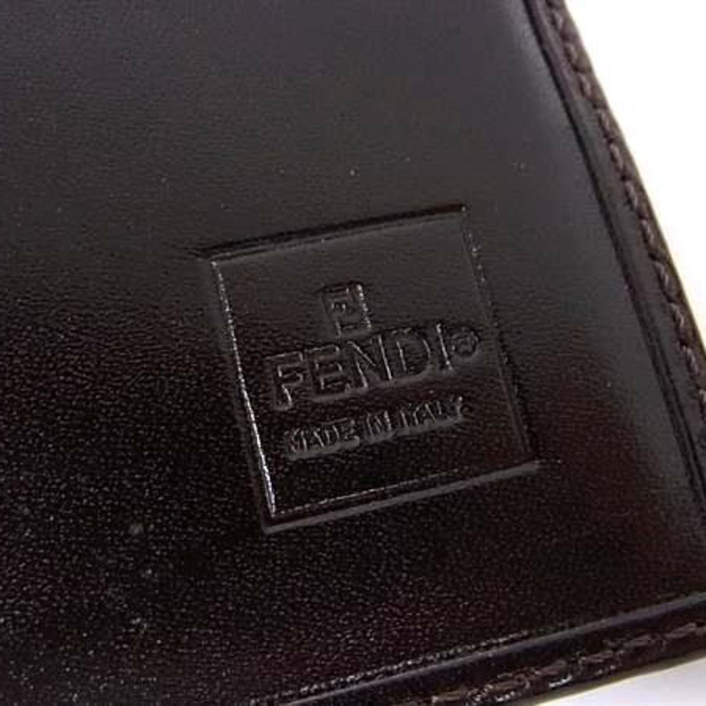 FENDI Zucca Wallet 2804・01339 Brown Canvas and Leather Double Bifold Long for Men Women