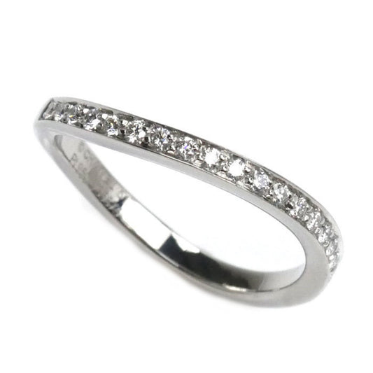 CHANEL Pt950 Platinum Ribbon de Half Eternity Ring J10611 Diamond Size 10.5 51 3.4g Women's