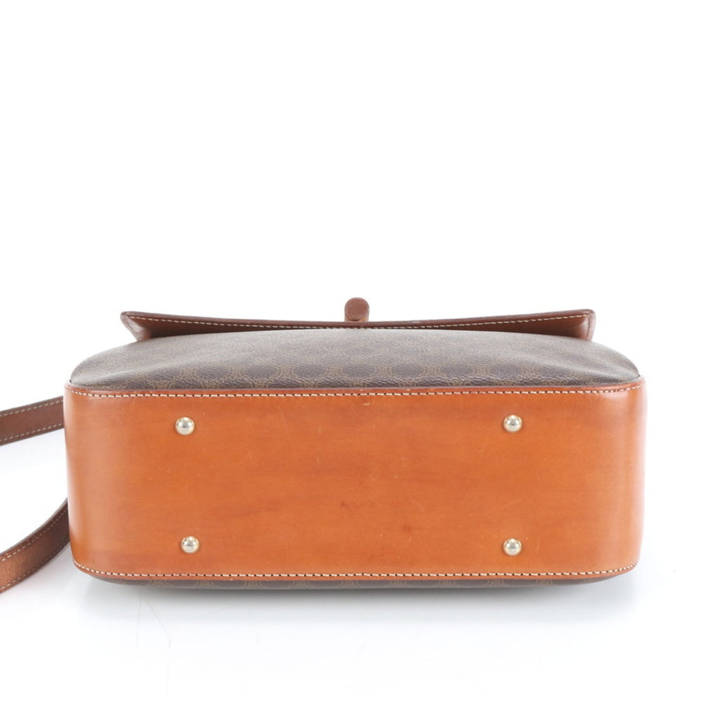 Celine Macadam Leather 2-Way Shoulder Bag/Handbag Brown Women's