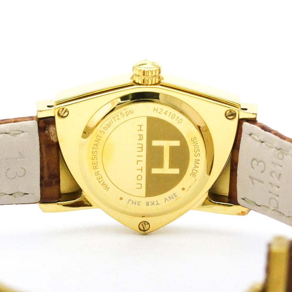 HAMILTON Ventura Gold Plated Leather Quartz Ladies Watch H24101511 — Very Good