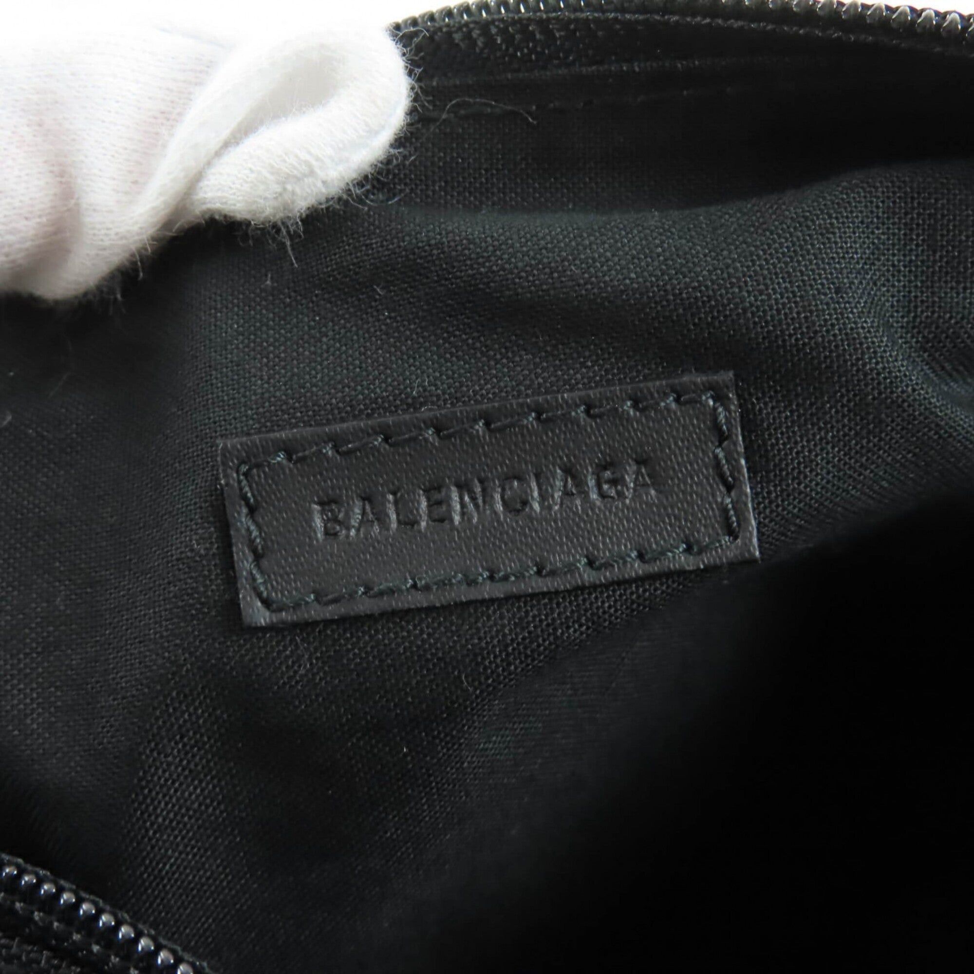 BALENCIAGA 787574 Explorer Nylon One-Shoulder Bag with Logo, Black, Made in Italy, Women's — Like New