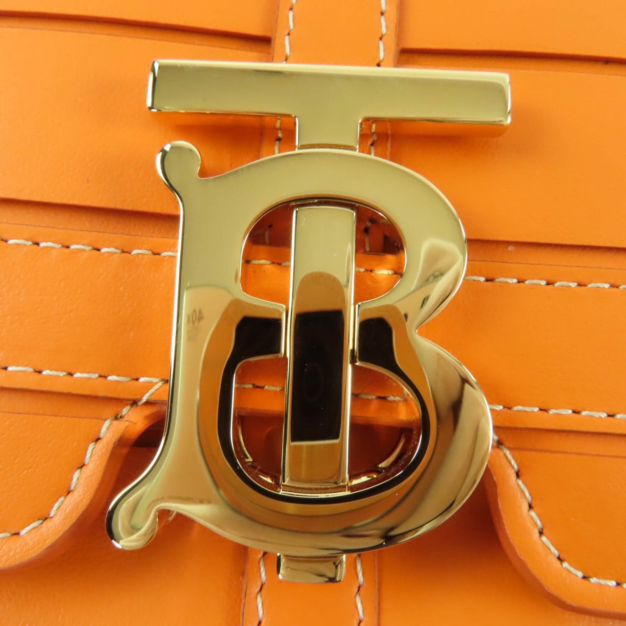 BURBERRY Burberry TB hardware 2-way leather clutch bag/shoulder bag, orange, with dust made in Italy, women's — Like New