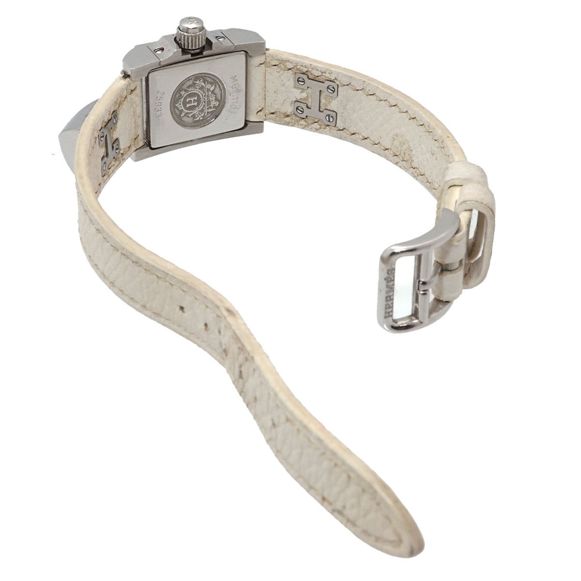 Hermes Medor Mini ME2 110 Women's Watch, Studded, White, Quartz Watch — Very Good