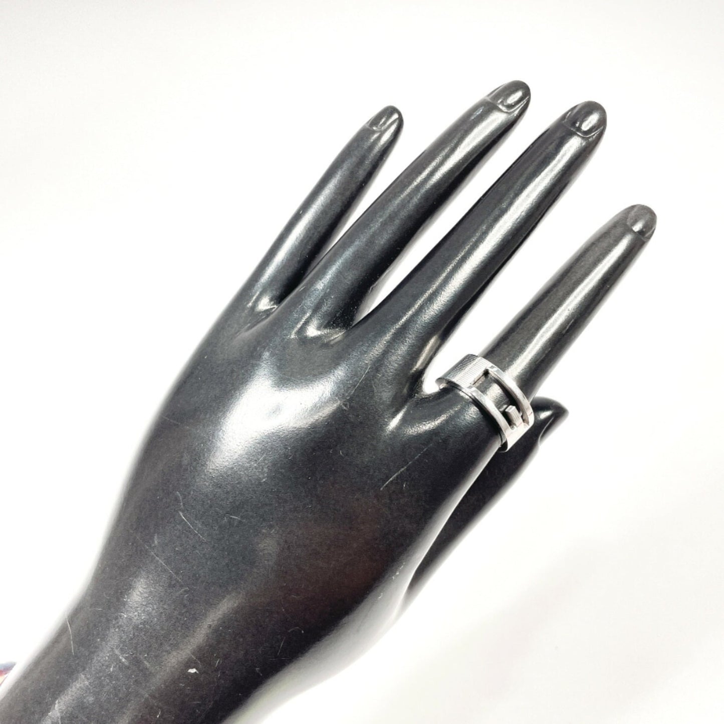 GUCCI Branded Cutout G Ring, 925 Sterling Silver, Size 12, Women's