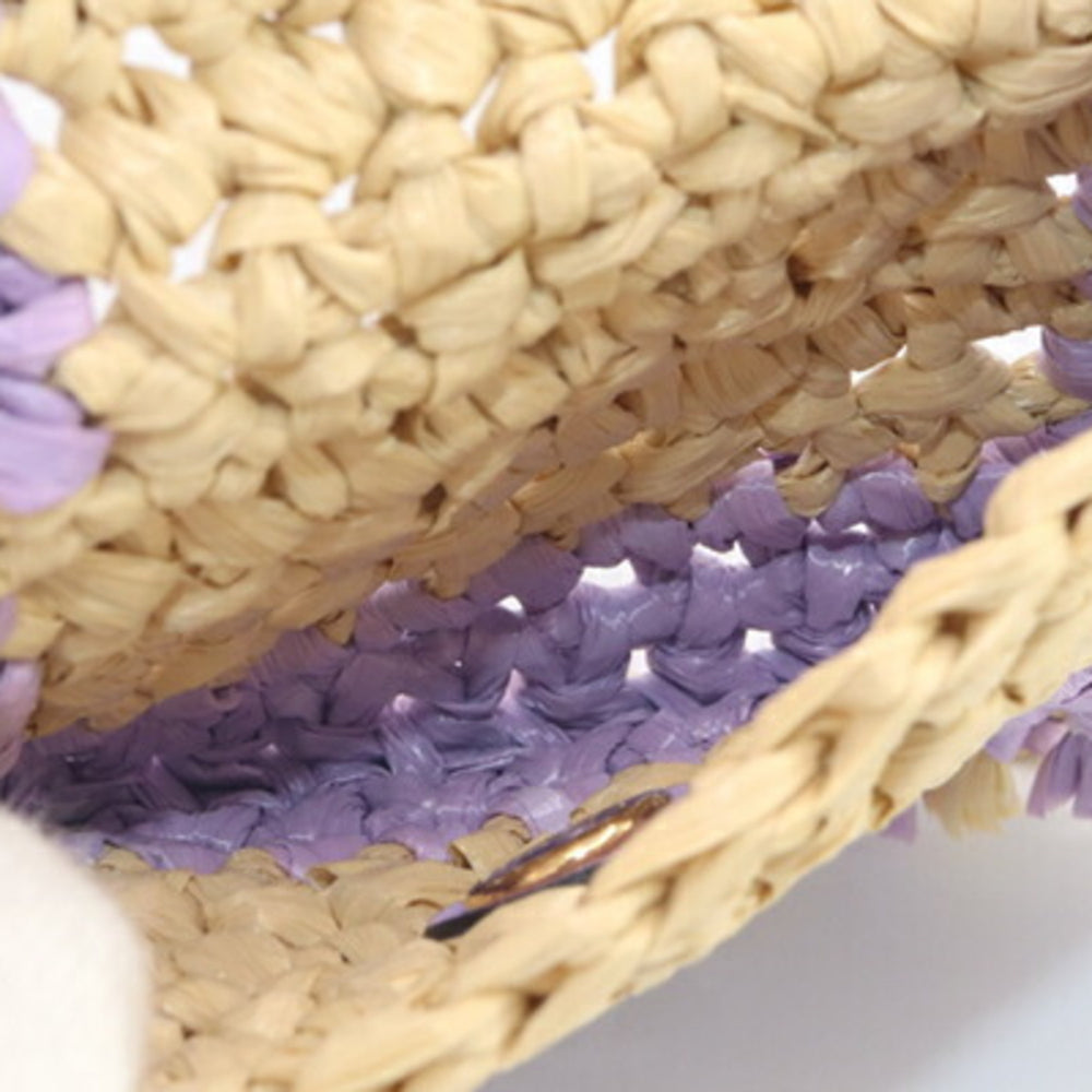 Fendi Pico Bucket Shoulder Pouch in Lavender, Natural Raffia, Leather, and Metal, Earphone Case, Women's FENDI — Like New