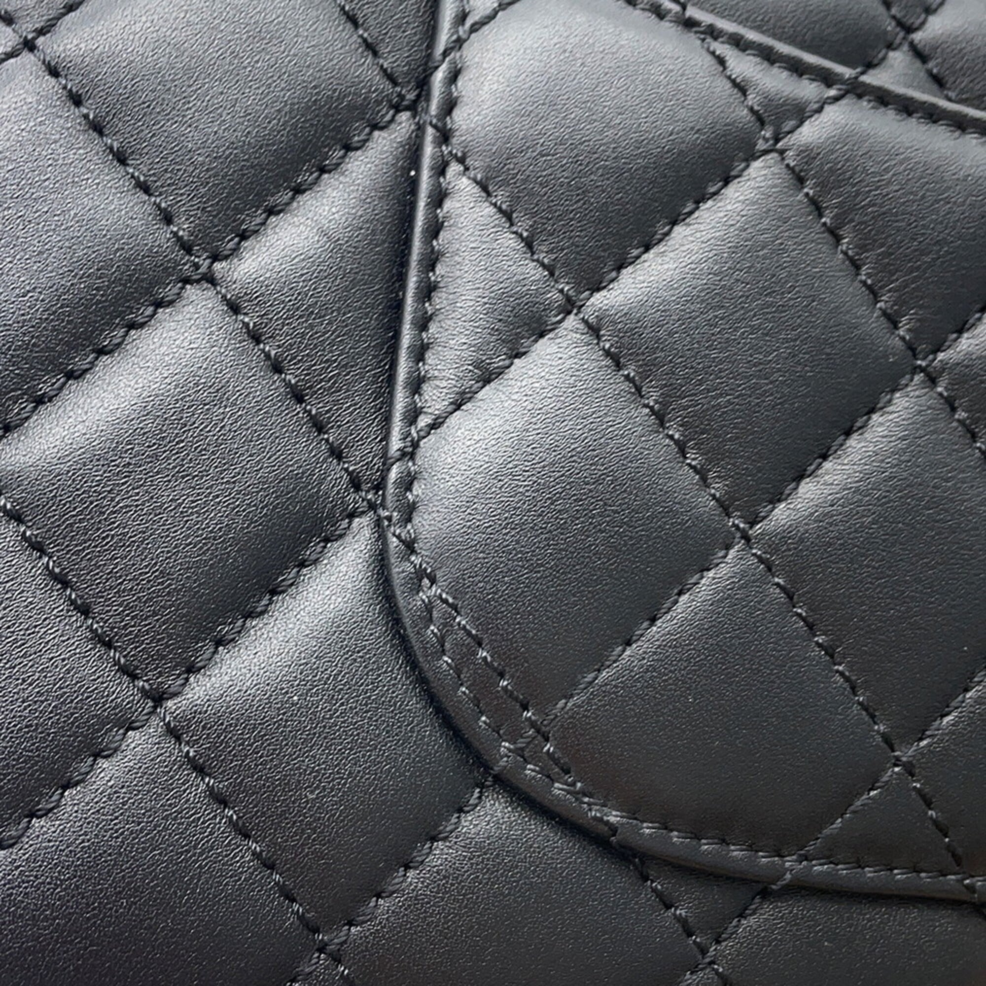 Chanel Matelassé handbag, Coco Mark, Handle, Lambskin, A92990, CHANEL 2-way shoulder bag, Black, handbag for women — Like New