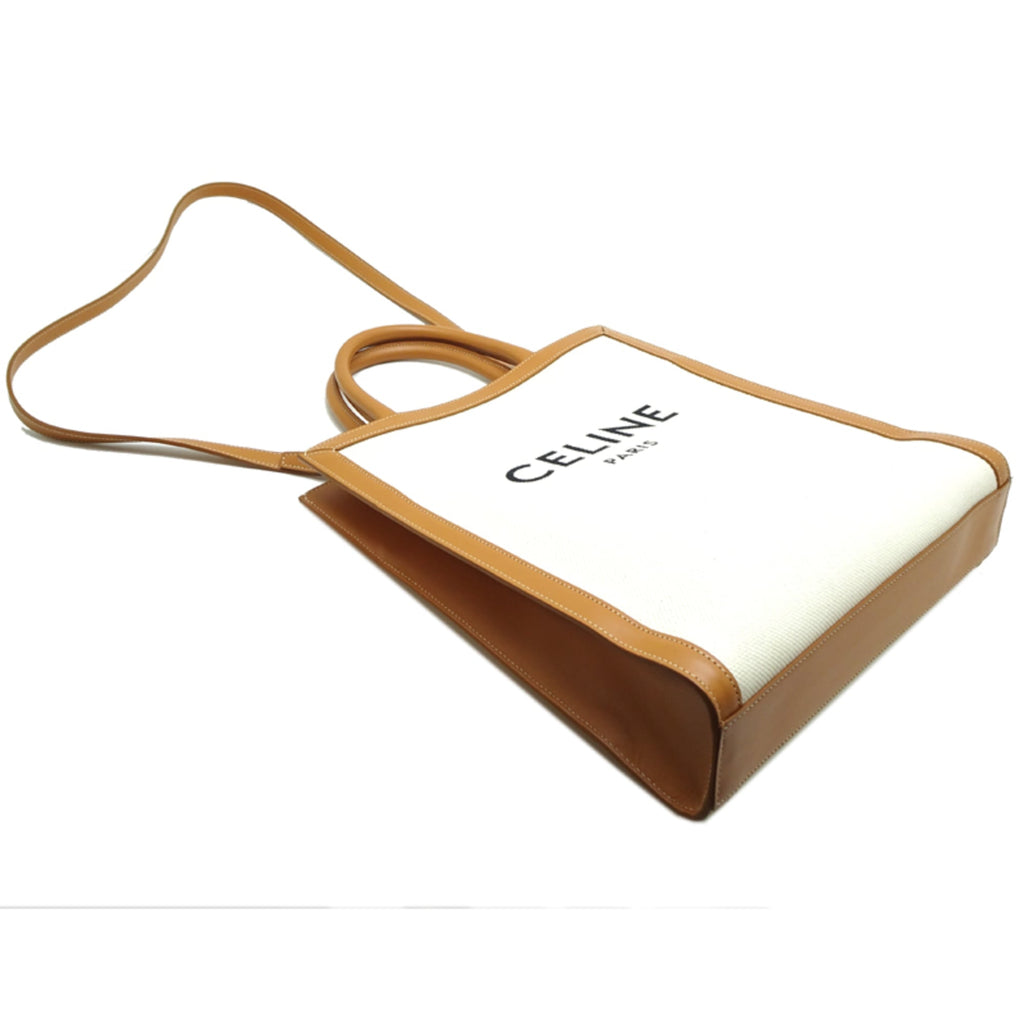 Celine Vertical Cabas Small 2-Way Tote Bag, Women's/Men's, 192082, Coated Canvas, White