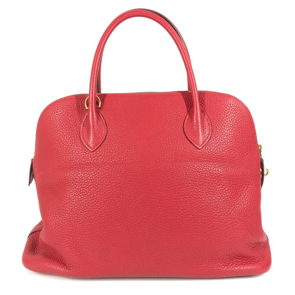 HERMES Bolide 35 2-Way Shoulder Bag, Tote Handbag, Taurillon Clemence Leather, Women's, Rouge Red