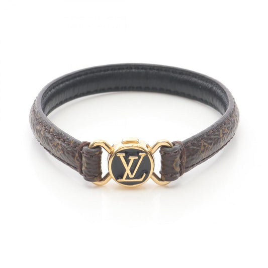 Louis Vuitton LV Click It Monogram Bracelet, Leather, Gold-Plated, Women's, Brown and Black