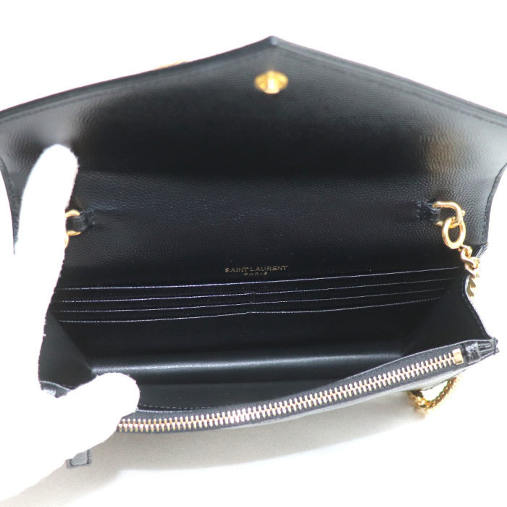 SAINT LAURENT Cassandra Chain Wallet Shoulder Bag Black 393953 Women's