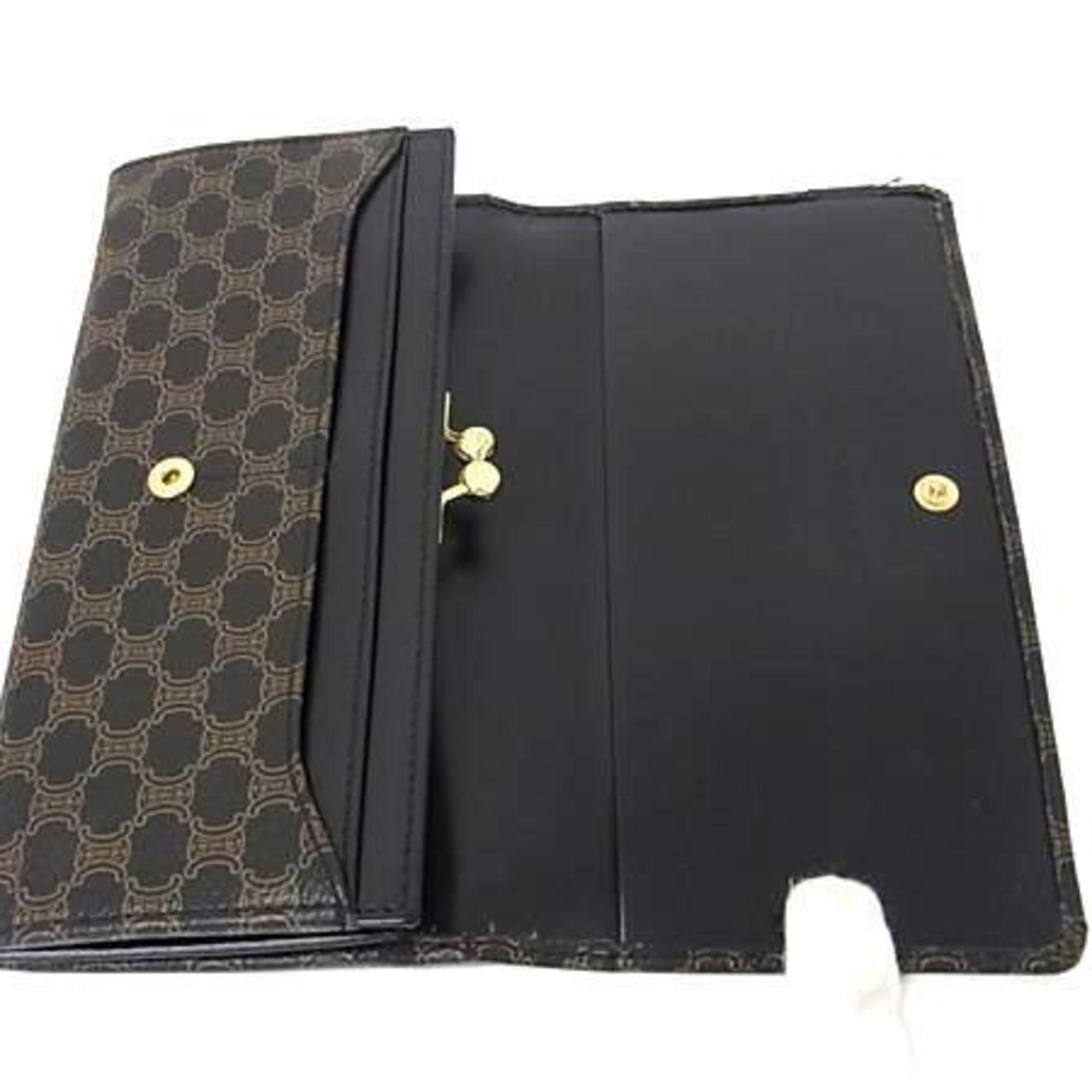 CELINE Macadam Long Wallet - Black and Brown Leather for Women