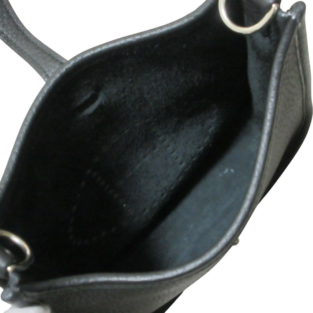 HERMES Evelyne TPM Taurillon Clemence Leather Shoulder Bag, Noir Black, U Stamp, Women's — Like New