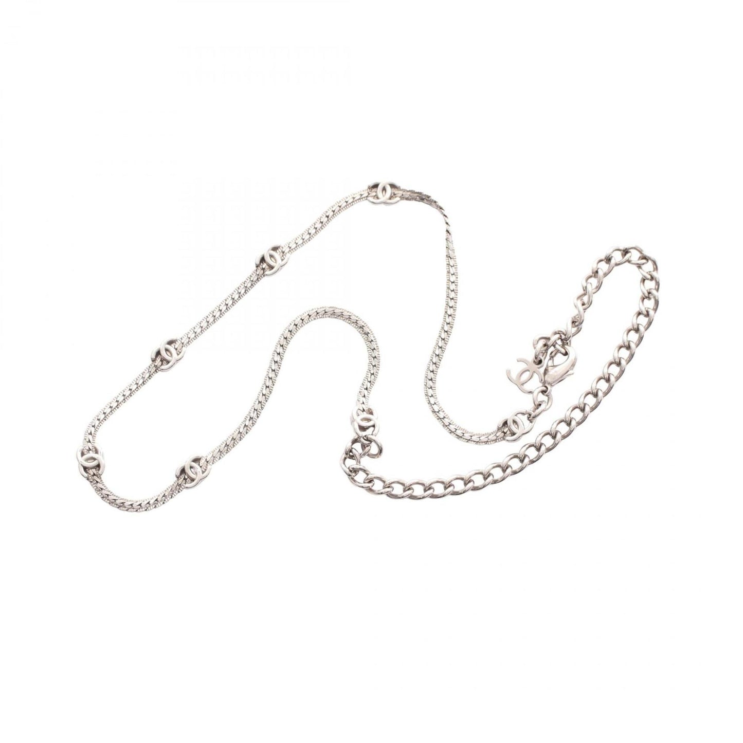 CHANEL Coco Mark Necklace, Stainless Steel, Women's, Silver