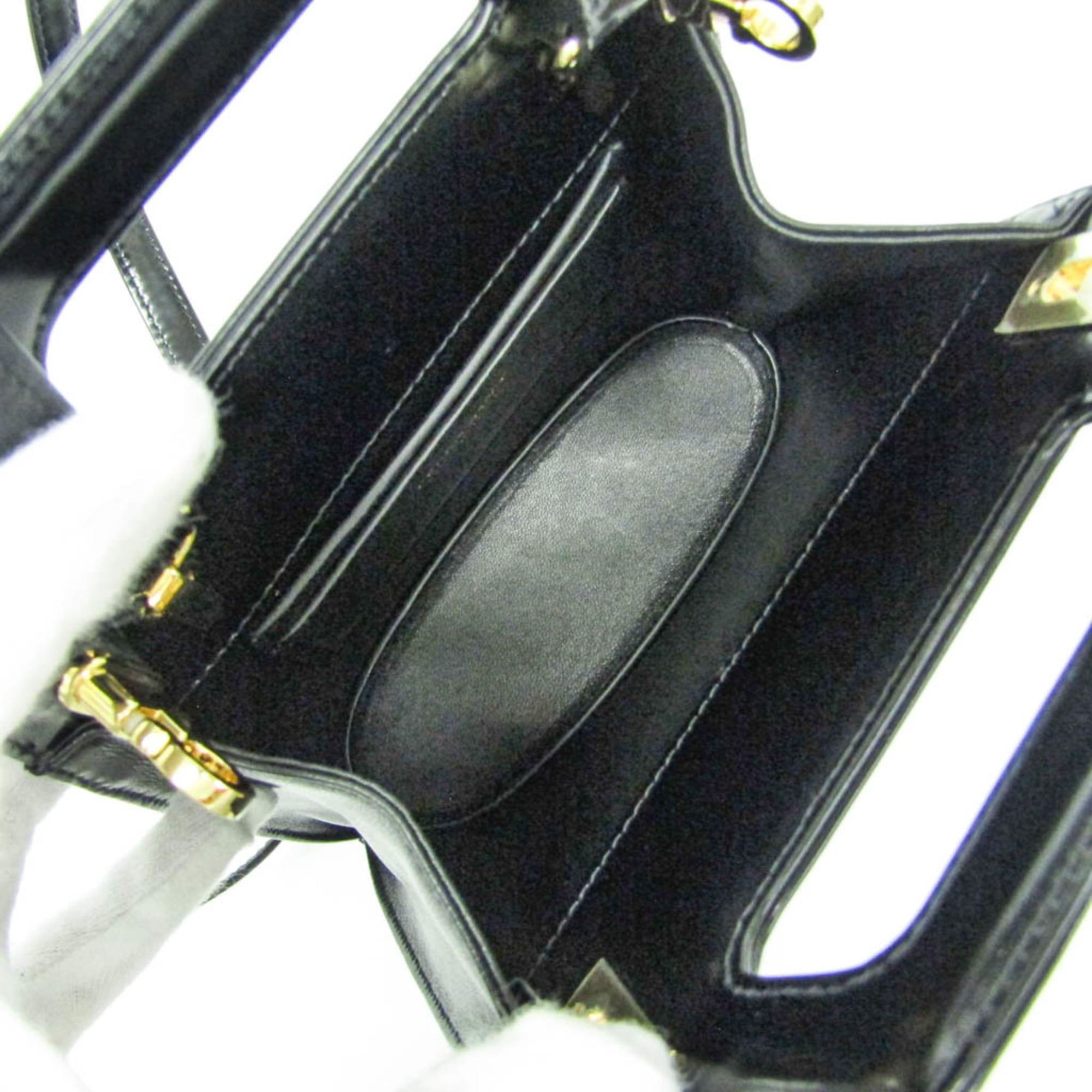 Salvatore Ferragamo Gancini Wanda DH-21 3494 Women's Leather Handbag,Shoulder Bag Black — Like New