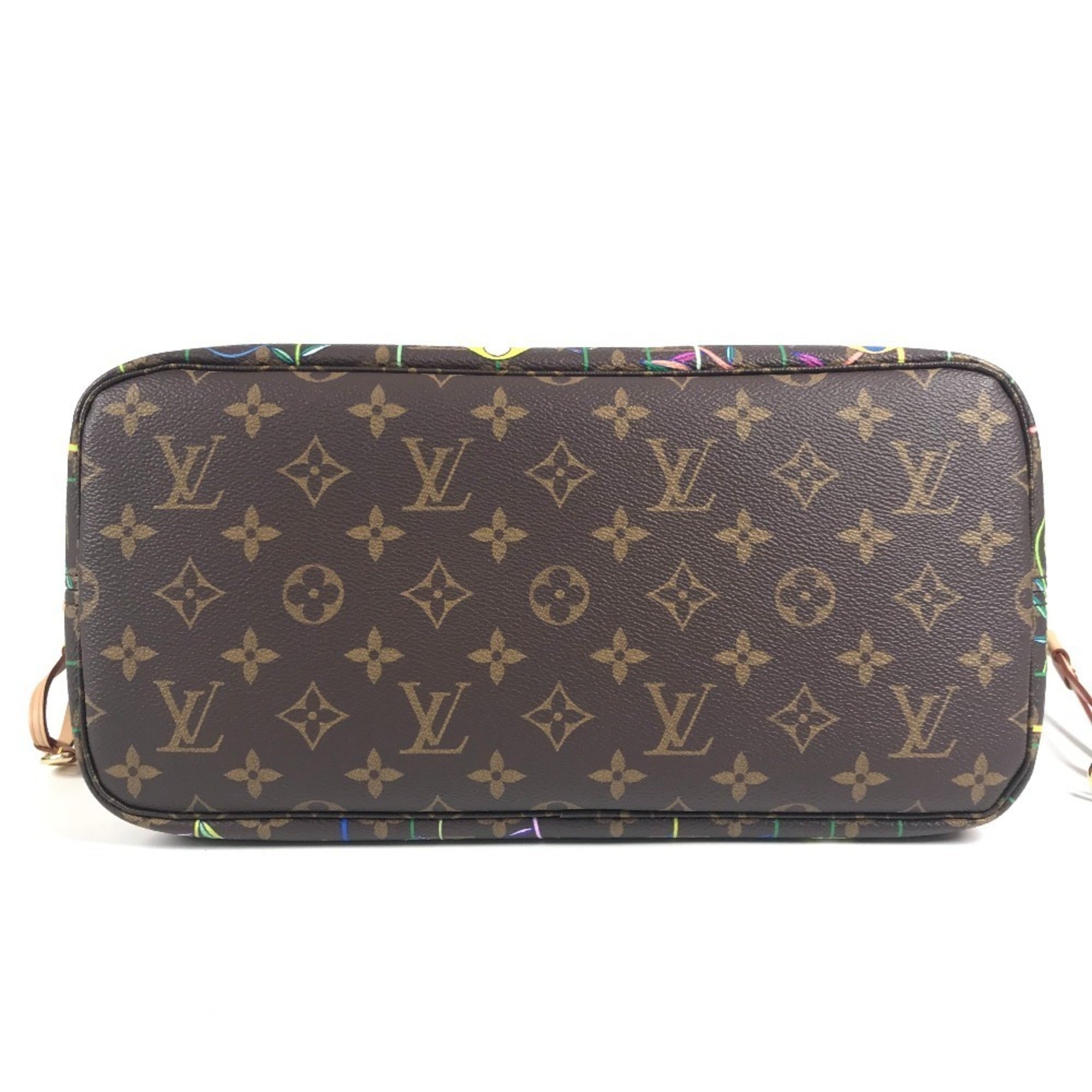 LOUIS VUITTON M13271 LV x TM Takashi Murakami Superflat Neverfull MM Bag Tote Shoulder Handbag with Pouch Monogram Canvas Men's Women's Brown — Like New