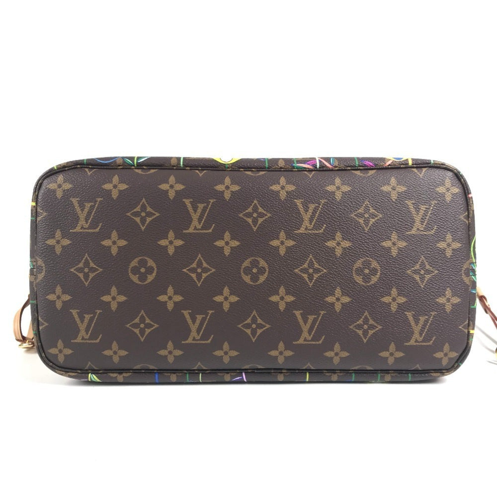 LOUIS VUITTON M13271 LV x TM Takashi Murakami Superflat Neverfull MM Bag Tote Shoulder Handbag with Pouch Monogram Canvas Men's Women's Brown — Like New