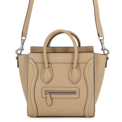 Celine handbag, Luggage Nano Shopper, leather, 189243, CELINE 2-way, beige — Like New