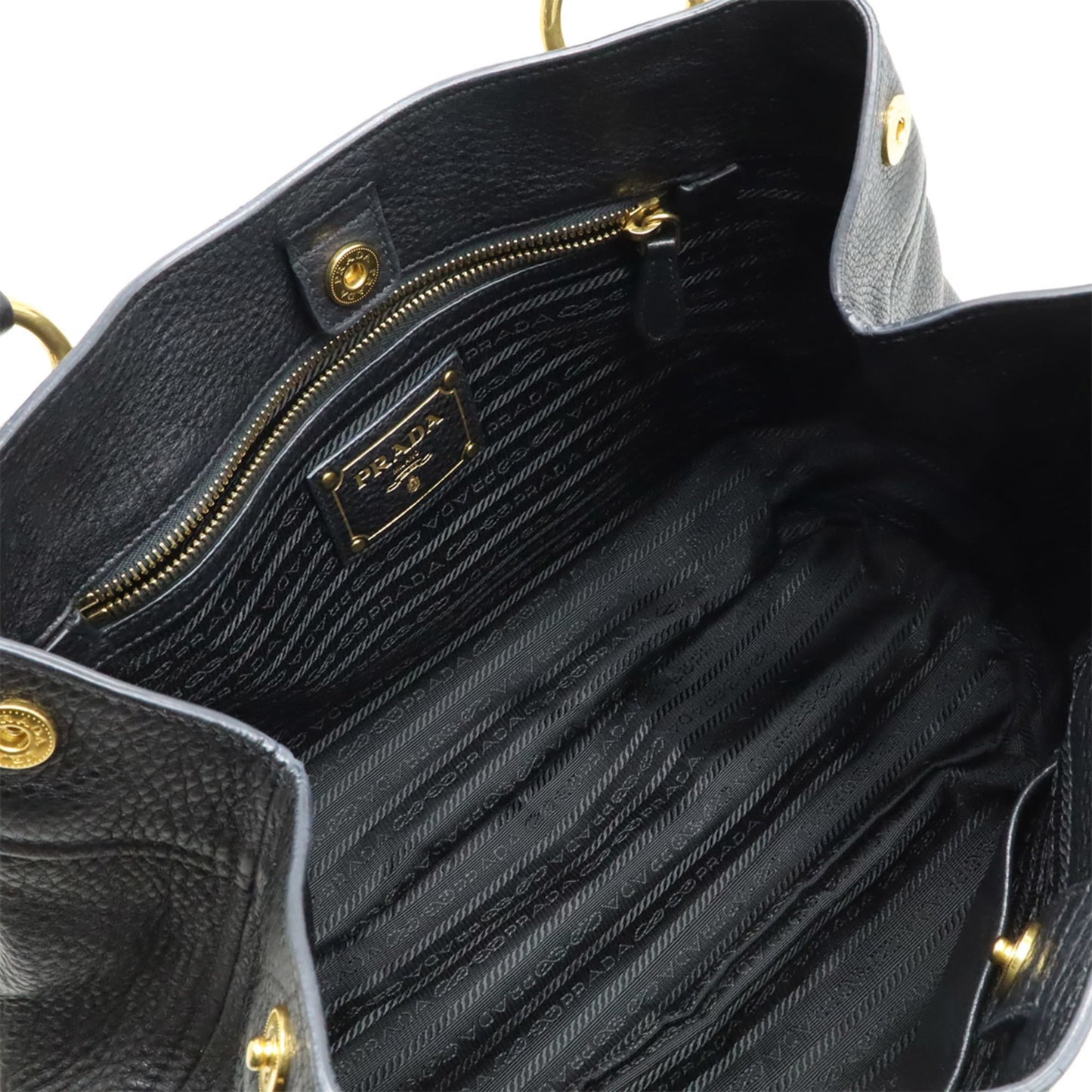 PRADA Prada Tote Bag, Handbag, Leather, NERO, Black, Shoulder BN1777