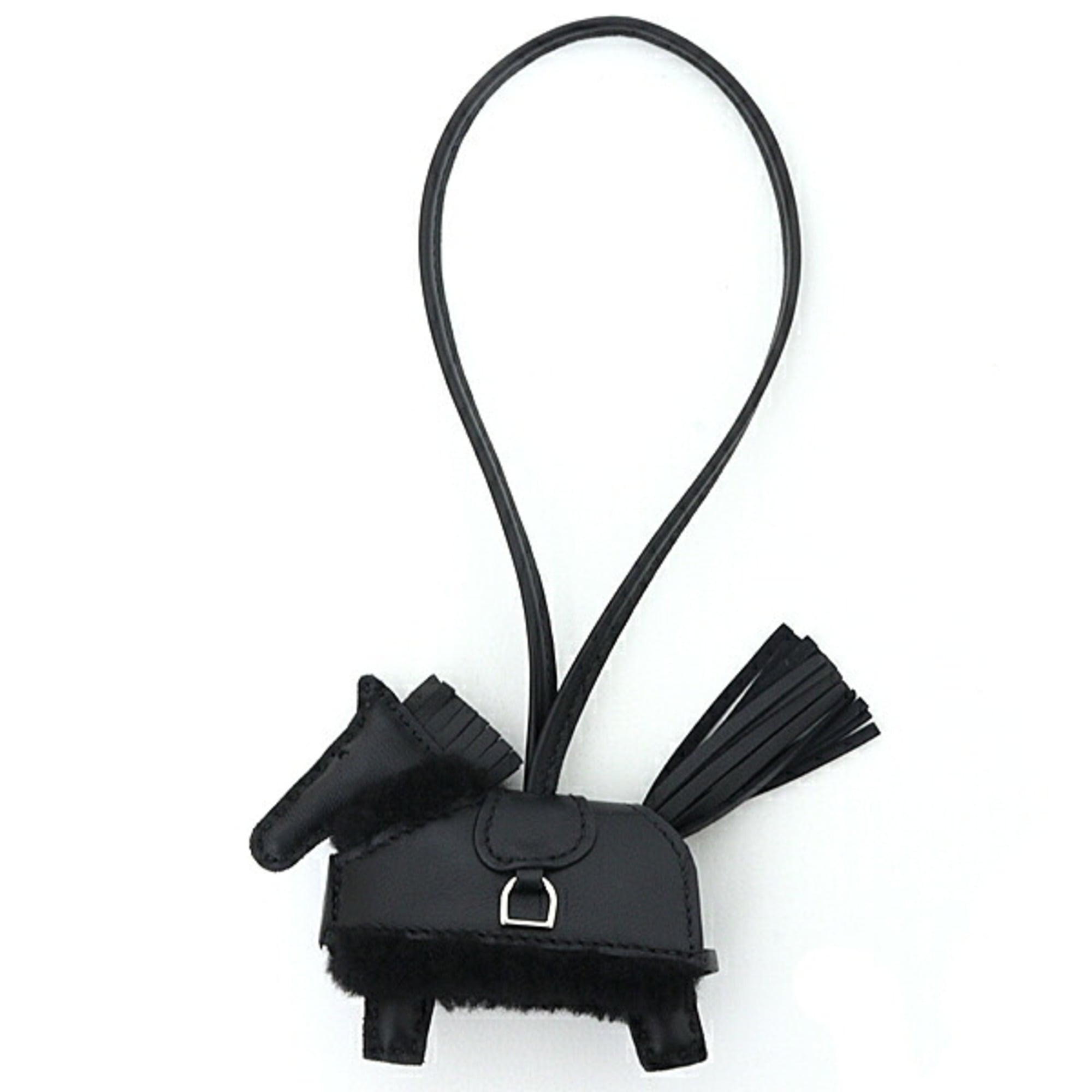Hermes Rodeo Charm Robeo Plush PM Bag Charm, Agneau Milo Black, G Stamp (Made in 2026) — New - Store Return