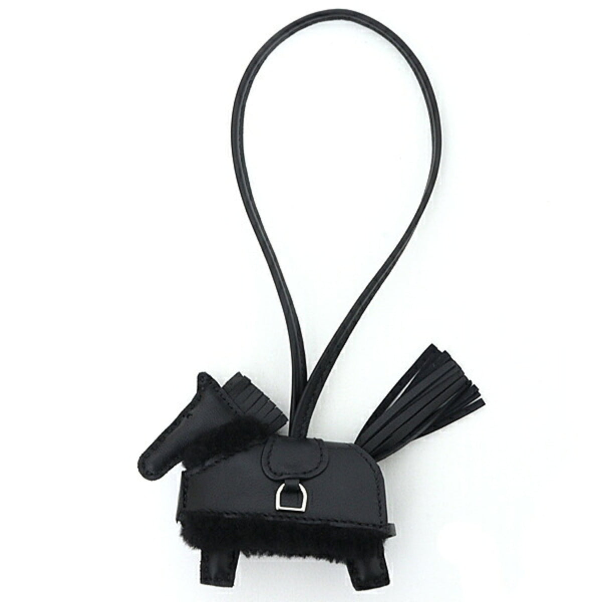Hermes Rodeo Charm Robeo Plush PM Bag Charm, Agneau Milo Black, G Stamp (Made in 2026) — New - Store Return