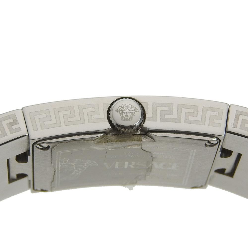 Versace stainless steel silver quartz analog display ladies black dial watch — Very Good