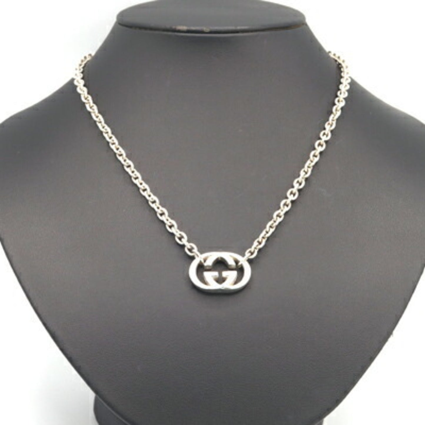 Gucci Double G Necklace 190489 SV Sterling Silver 925 Pendant Choker Interlocking Women's Men's GUCCI