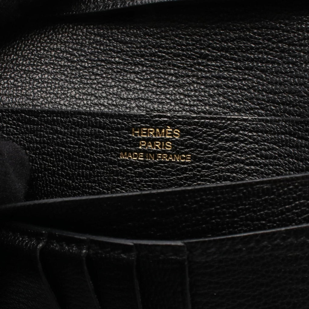 Hermes Hermès Bearn Compact Bifold Wallet, Leather, Chevre, Women's, Black