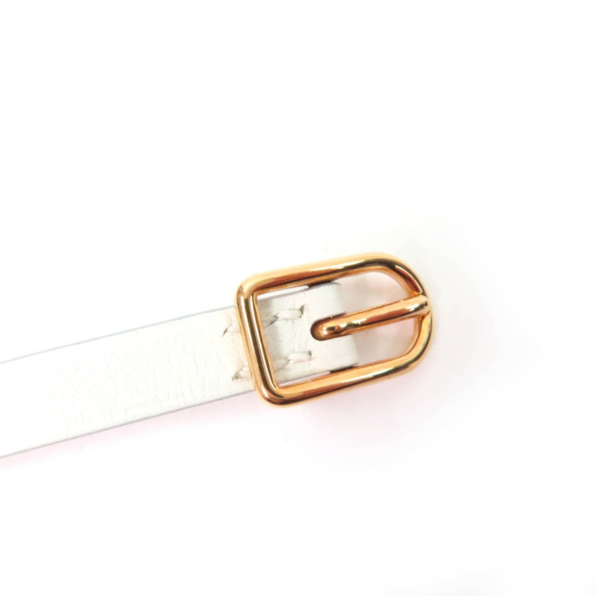 HERMES Mall Bracelet, Pink Gold Hardware, White Leather, T2, C Stamp, Box and Dust Bag Included, Made in France, Women's — Like New