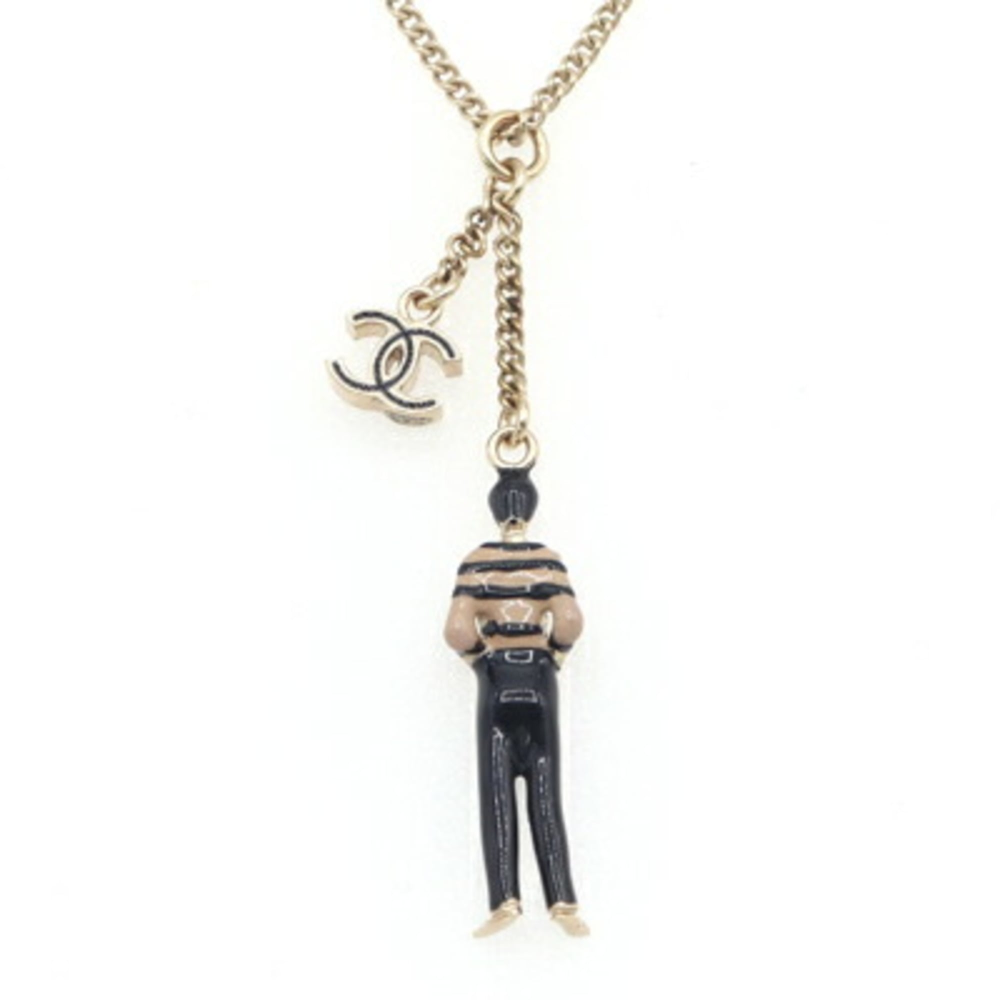 Chanel Coco D'or Necklace A85059 Matte Gold Metal B14C 2014 Model Long Pendant with Mark, Women's CHANEL