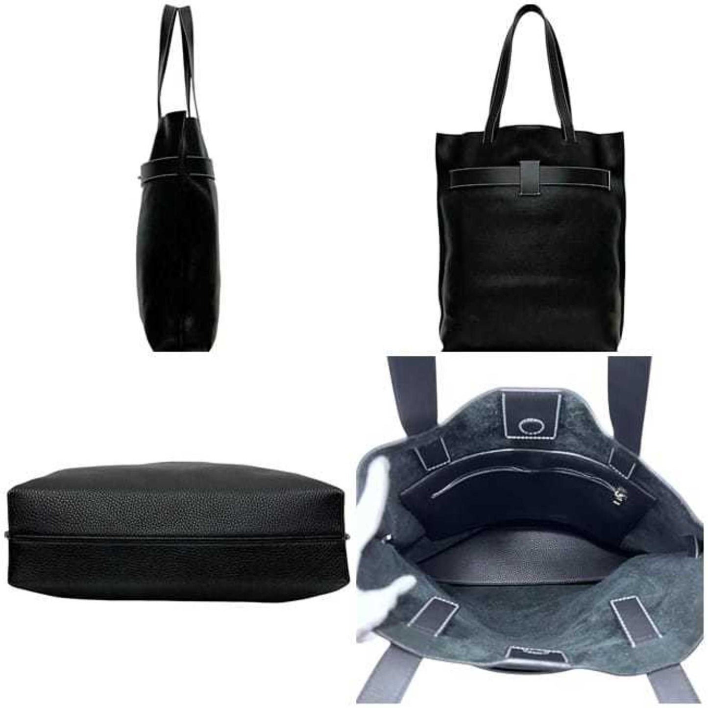 Loewe Tote Bag with Strap Vertical, f-24658, Black Anagram Leather, 061803, Grained A4 Size, Black, Men's/Women's