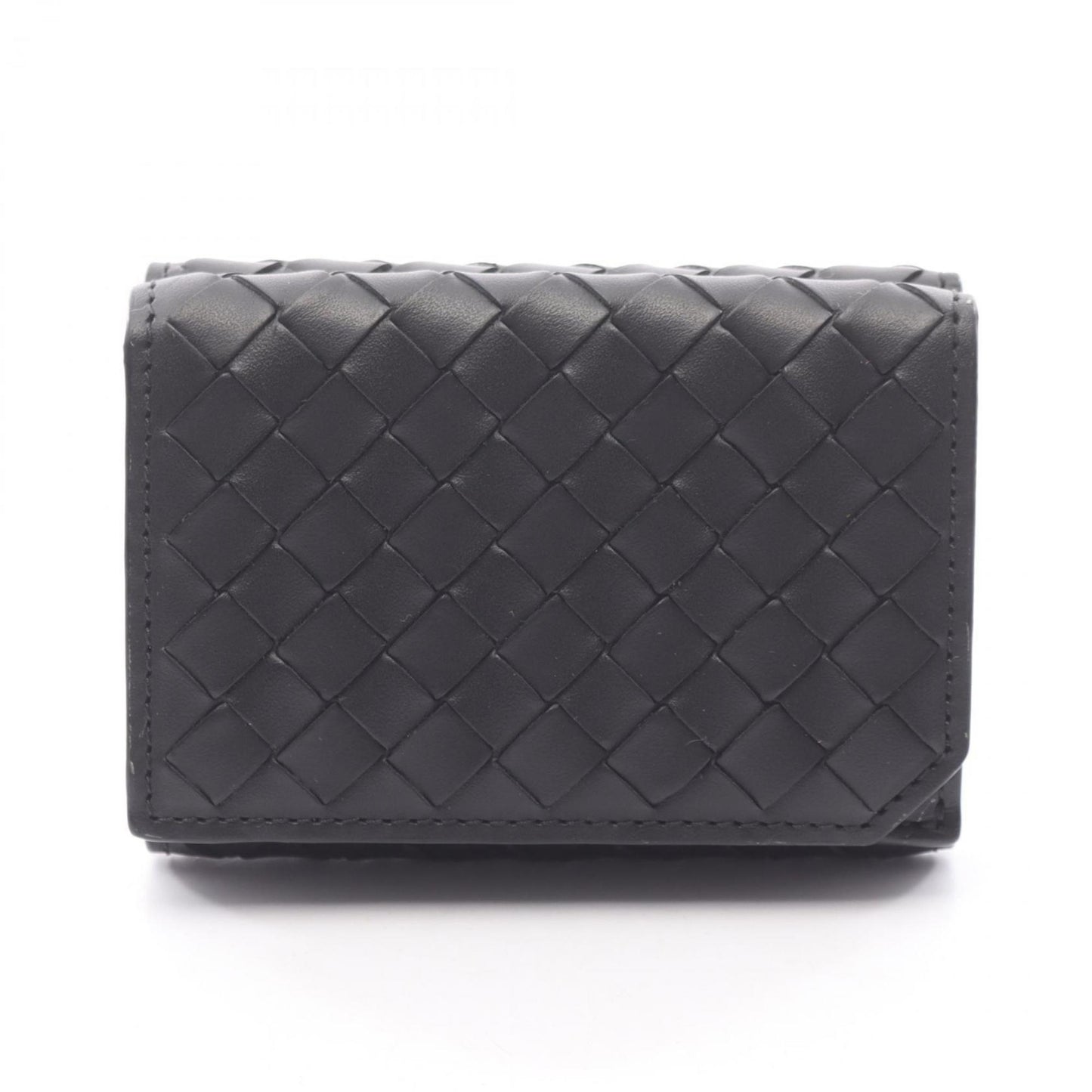Bottega Veneta Intrecciato Tri-fold Wallet, Leather, Women's, Black