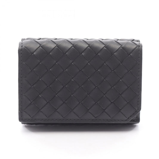 Bottega Veneta Intrecciato Tri-fold Wallet, Leather, Women's, Black