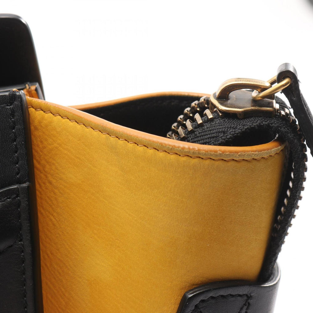 Celine Luggage Micro Shopper Handbag, Leather, Women's, Black, Ivory, Yellow