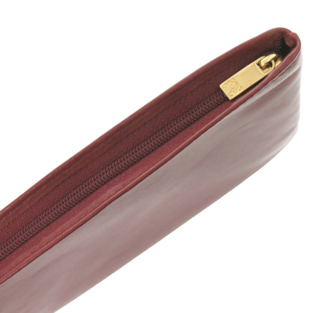 Loewe Cosmetic Pouch Handbag Sheepskin Wine Red 0025 LOEWE — Like New