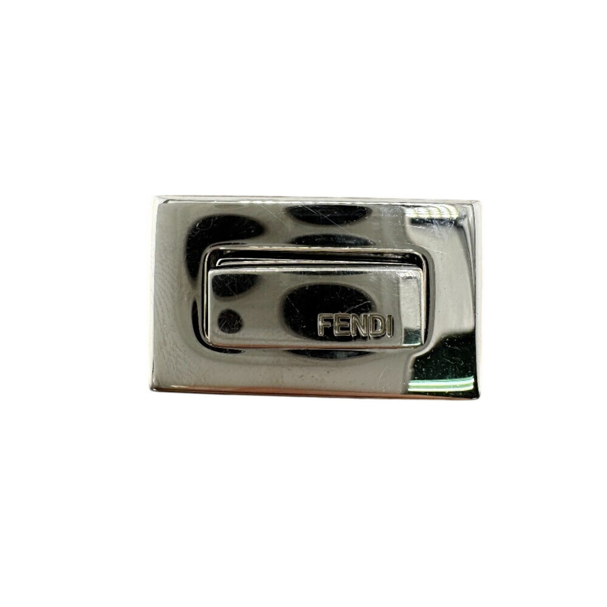FENDI Peekaboo Turnlock Selleria Card Case Wallet, Gray, Women's