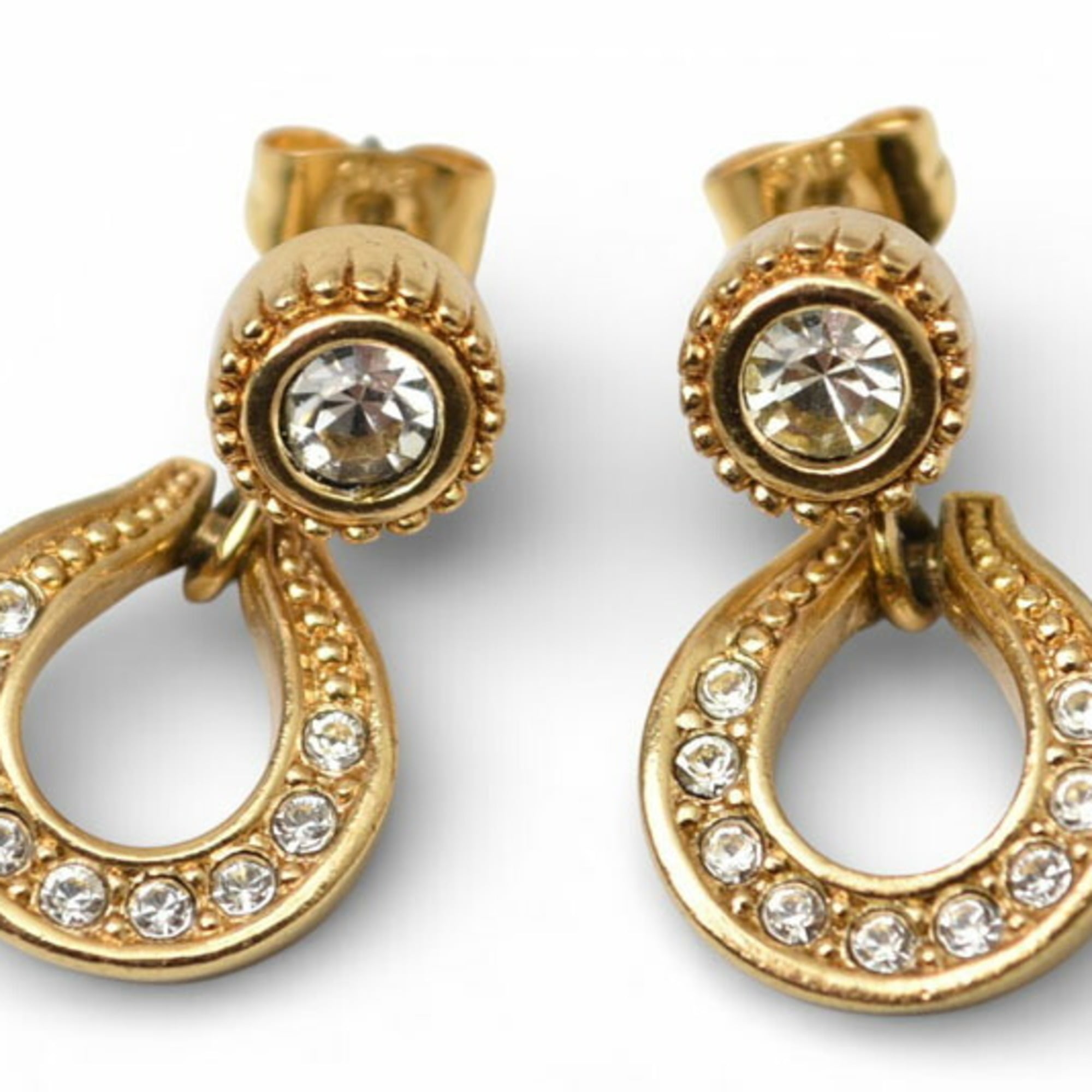 Christian Dior earrings in gold with rhinestones