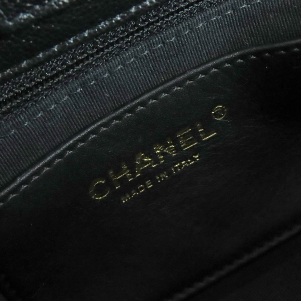 CHANEL AS3893 Caviar Skin Matelassé Coco Mark 2-Way Bowling Bag Handbag Black Gold Hardware Comes with Box and Dust Made in Italy Women's — Like New